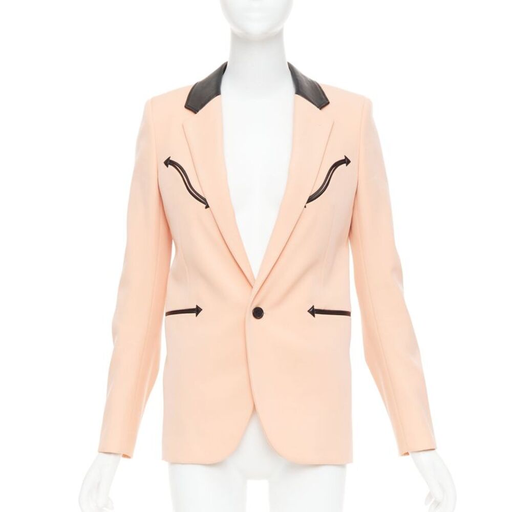 Saint Laurent Wool Leather Trim Jacket